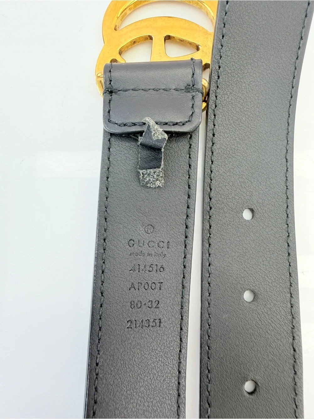 Gucci Slim Leather Marmont Gg Double Belt Black 80/32” 414516